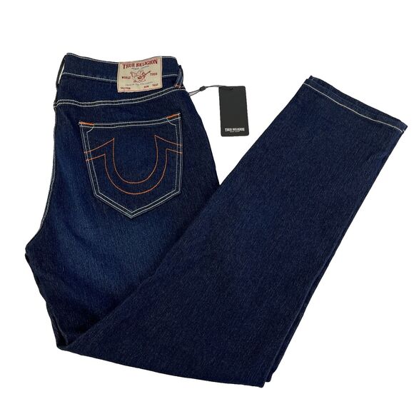 New Mens True Religion Geno Relaxed Slim Fit Jeans Sz 34x32 NWT Dark Migration - Picture 1 of 10